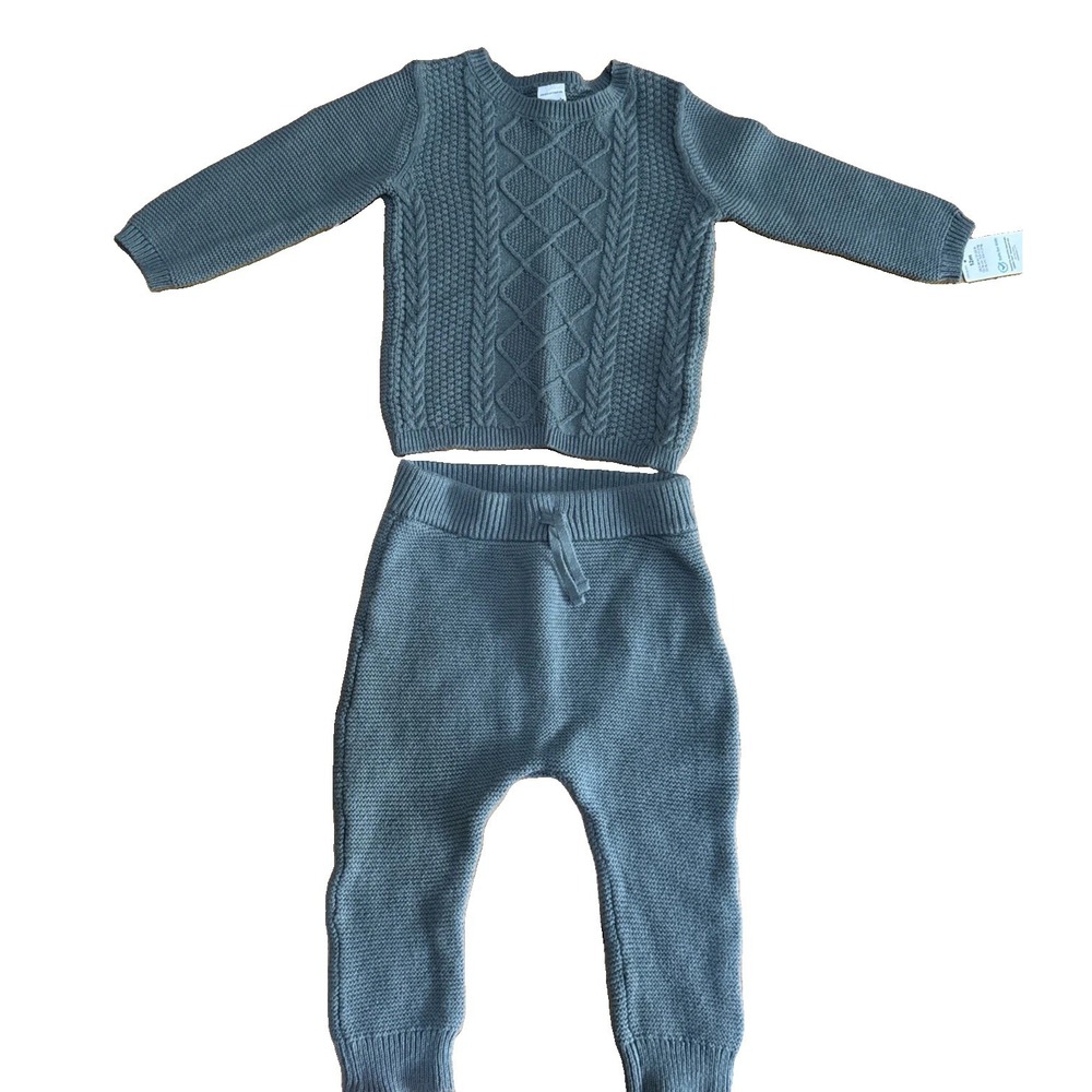 Carter's Baby Boy 2pc Cable Knit Sweater Set, Green, 12M